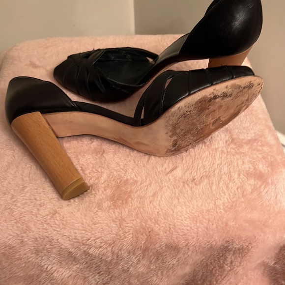 Stuart Weitzman Black Open Toe Heels Sz 7.5 - Picture 4 of 4